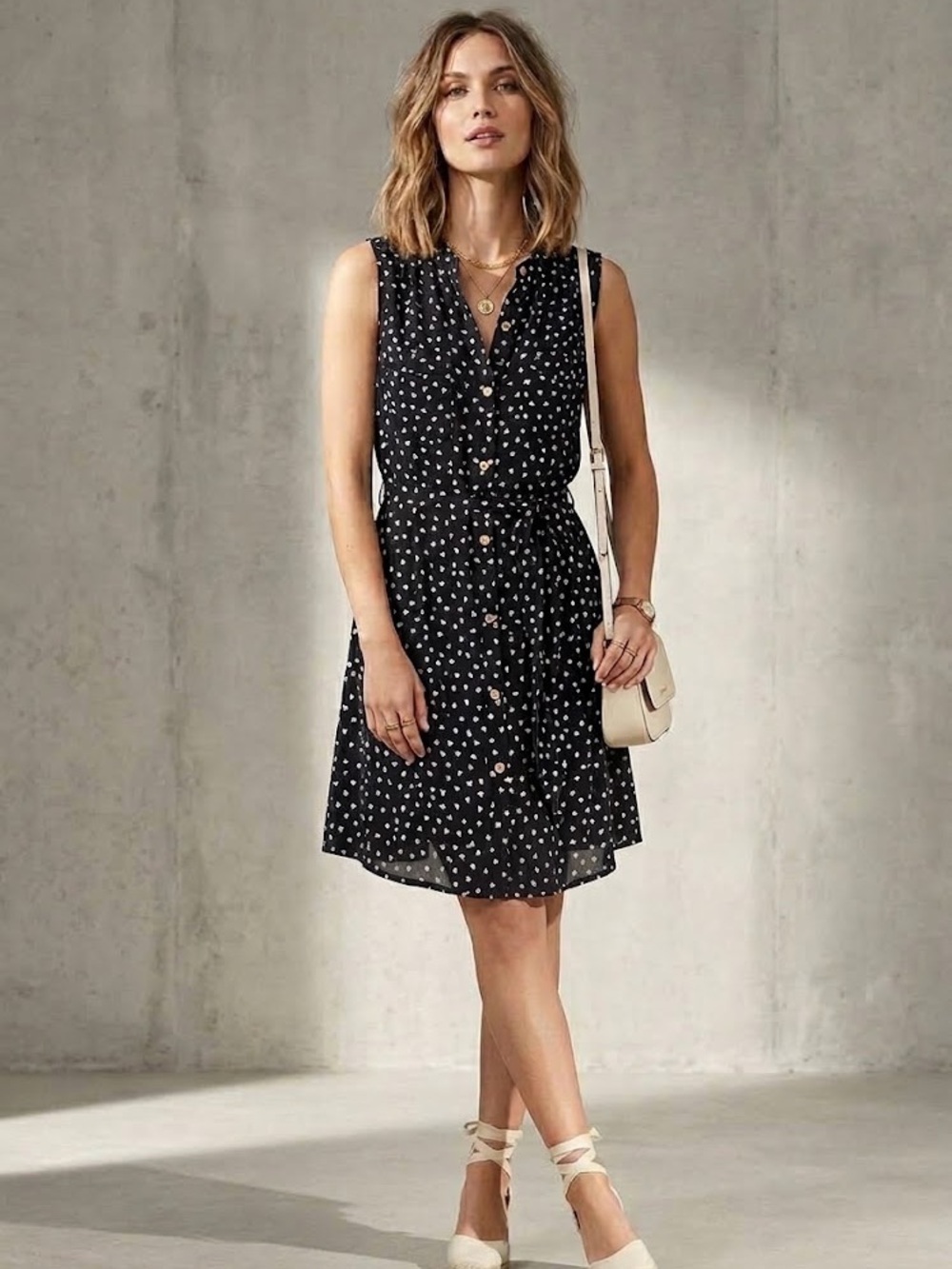 Juicy Couture Women’s XS Sleeveless Shirt Dress Black Hearts
